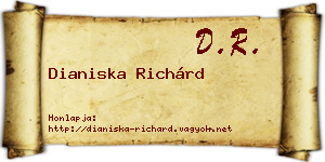 Dianiska Richárd névjegykártya